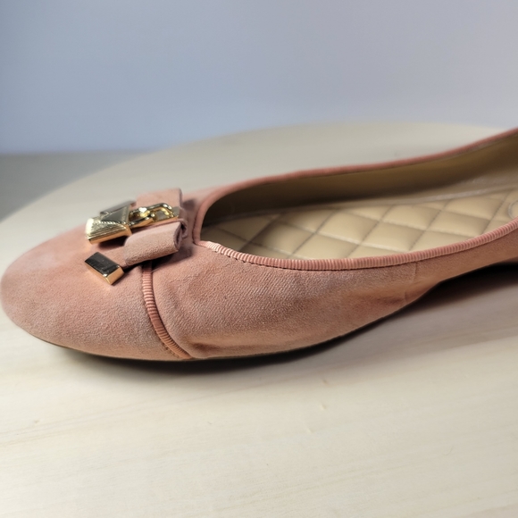 Michael Kors Bow Suede Round Toe Ballet Flats Coral Peachy Women's Size 10 - Picture 13 of 13